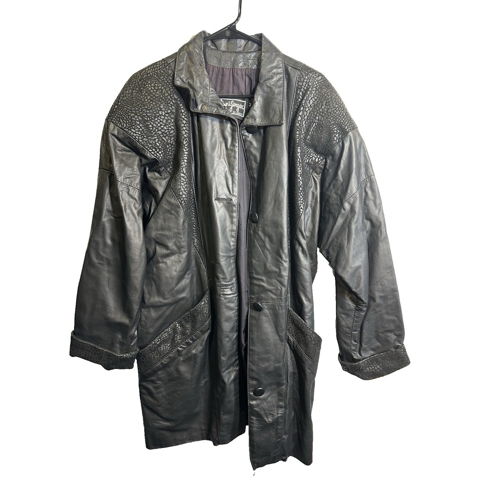 comint womens vintage leather coat size medium